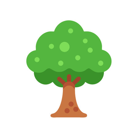 Stylized cartoon tree with a round green canopyのイラスト素材