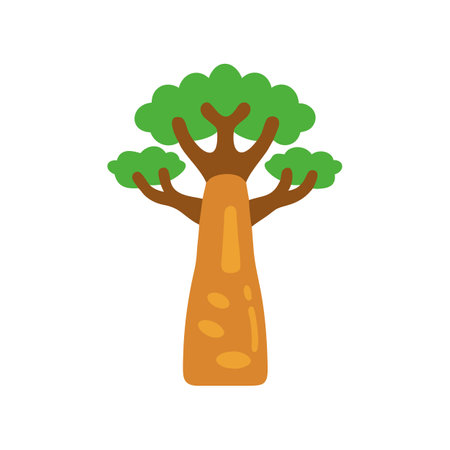 Stylized baobab tree against a black backgroundのイラスト素材