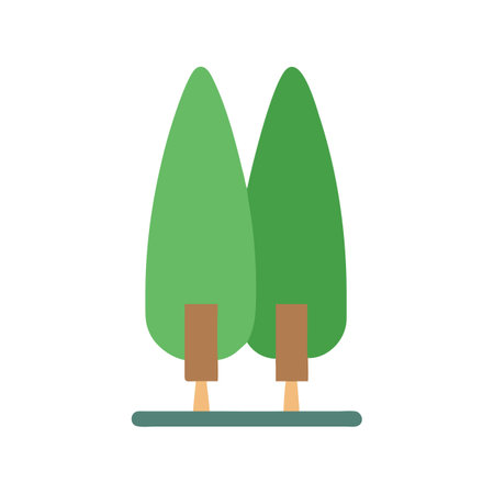 Stylized Green Trees on a Neutral Ground Planeのイラスト素材