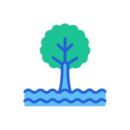 Tree In Water Flat Design Icon Graphicのイラスト素材