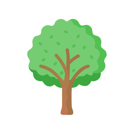 Isolated cartoon style tree illustration on black backgroundのイラスト素材