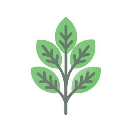 Minimalist vector of tree branch with leavesのイラスト素材