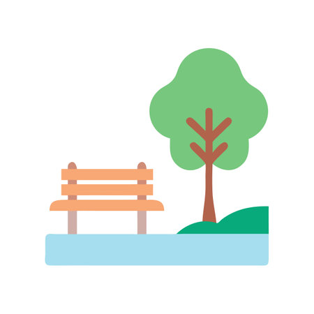 Isolated park scene with bench and tree graphicのイラスト素材