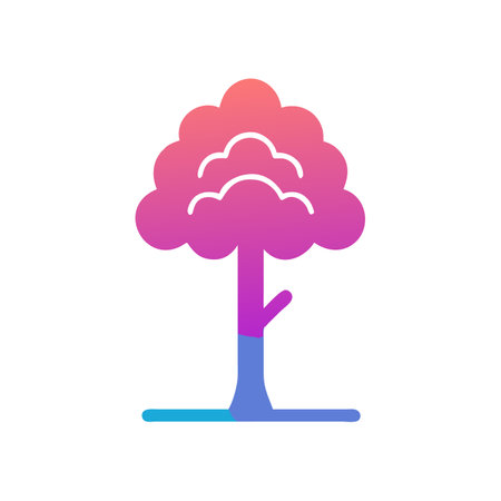 Stylized tree icon with gradient colors on blackのイラスト素材