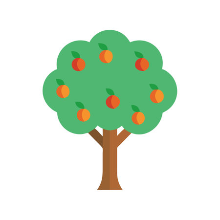 Stylized flat illustration of a fruit-bearing treeのイラスト素材