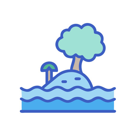Isolated island vector illustration with trees and seaのイラスト素材