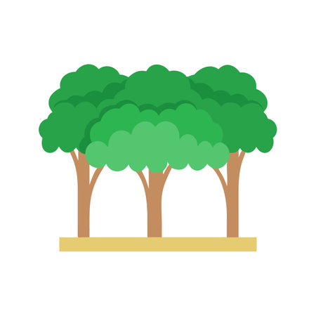 Cartoon trees icon on black background illustrationのイラスト素材