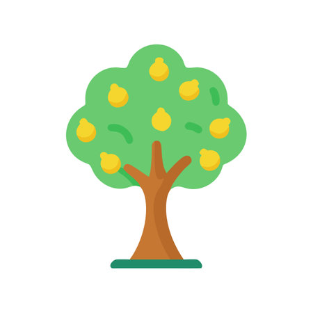 Illustration of a lemon tree with yellow fruitsのイラスト素材