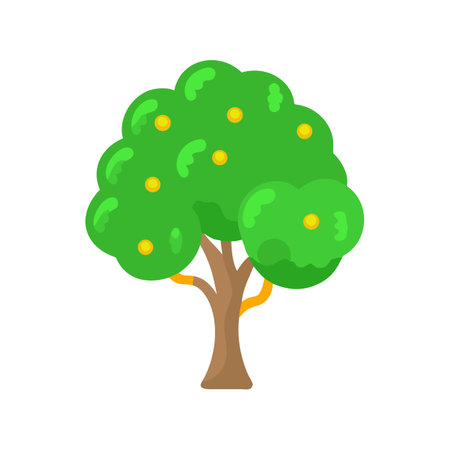 Cartoon orange tree icon on black background illustrationのイラスト素材