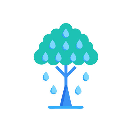 Tree with Raindrops on Black Background Stock Imageのイラスト素材