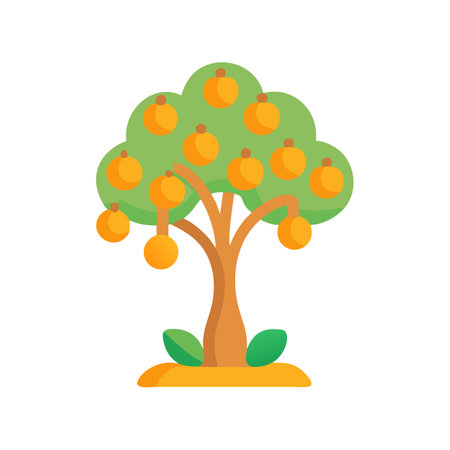 Stylized orange tree icon on a black backgroundのイラスト素材