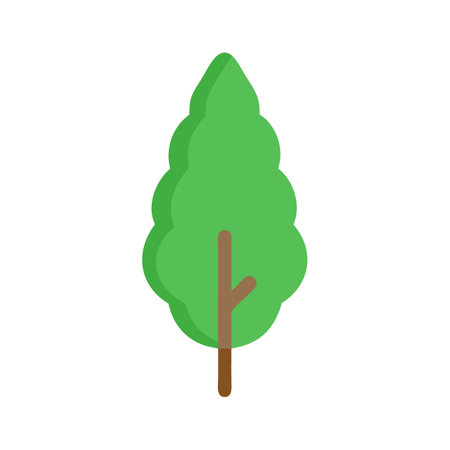 Stylized Flat Vector Tree Illustration on Black Backgroundのイラスト素材