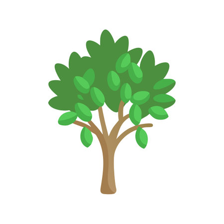 Cartoon Tree Icon on Black Background Illustrationのイラスト素材