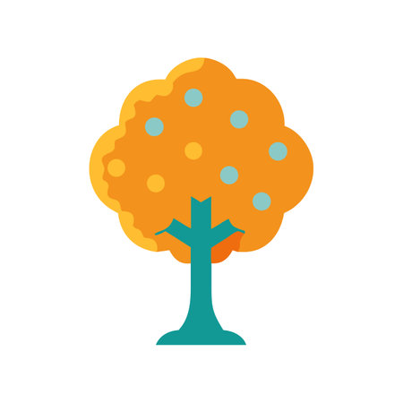 Stylized orange tree illustration on a black backgroundのイラスト素材