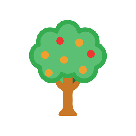 Simple illustration of a fruit tree on blackのイラスト素材