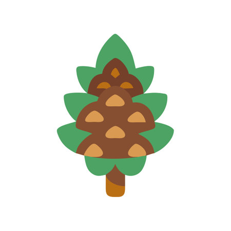 Stylized conifer tree with brown cones on blackのイラスト素材