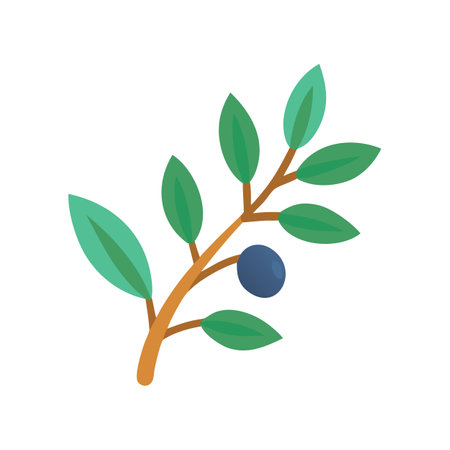 Minimalist Olive Branch Illustration on Black Backgroundのイラスト素材