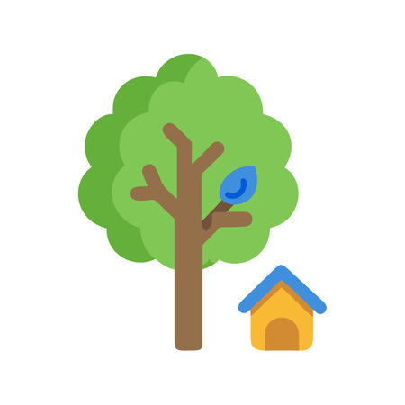 Stylized tree with birdhouse illustration on black backgroundのイラスト素材