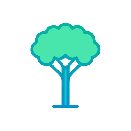 Stylized Blue Green Tree Illustration on Black Backgroundのイラスト素材