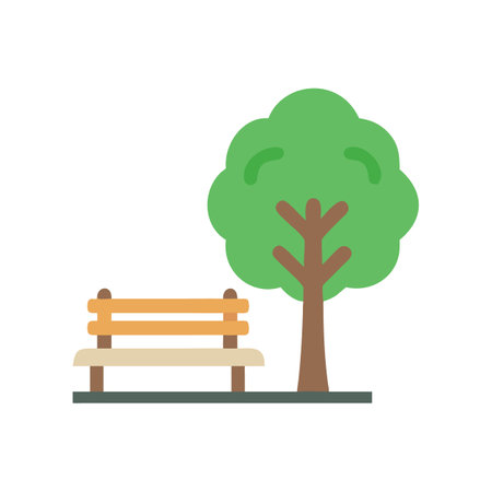 Park scene with bench and tree flat designのイラスト素材