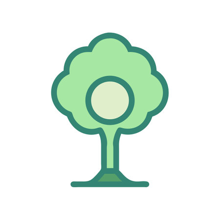 Stylized flat tree illustration on black backgroundのイラスト素材