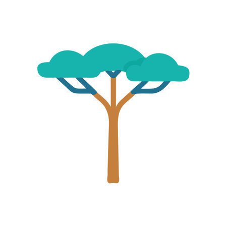 Stylized vector illustration of a tree with circular foliageのイラスト素材