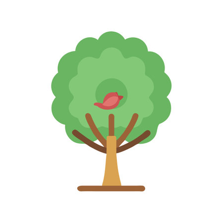 Stylized Tree with Bird Illustration on Black Backgroundのイラスト素材