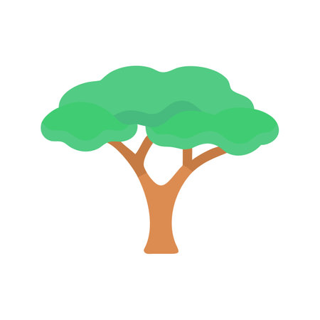 Flat style stylized vector tree with green foliageのイラスト素材