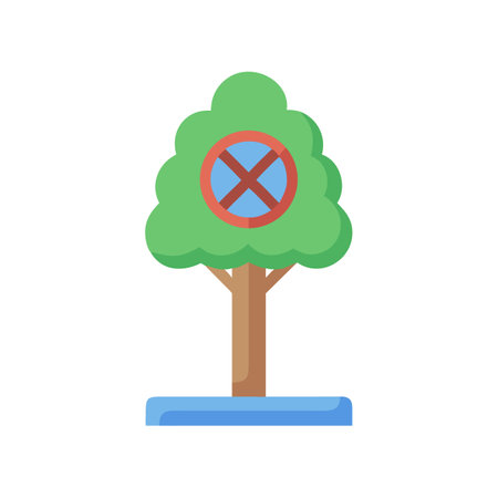 Stylized tree with a prohibited sign in foliageのイラスト素材
