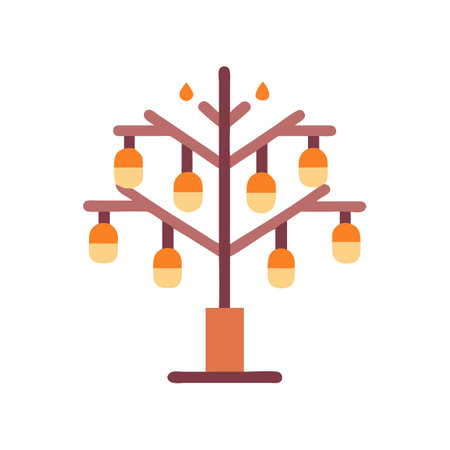 Abstract minimalist tree with hanging light bulbs illustrationのイラスト素材