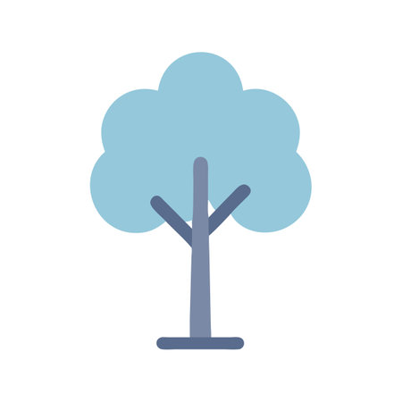 Minimalistic light blue tree illustration against a black backgroundのイラスト素材