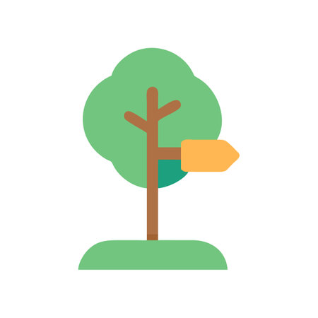 Simple tree graphic with a directional signのイラスト素材