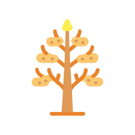 Abstract cartoon tree with yellow fruit illustrationのイラスト素材