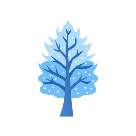Winter tree illustration on black background vector graphicのイラスト素材