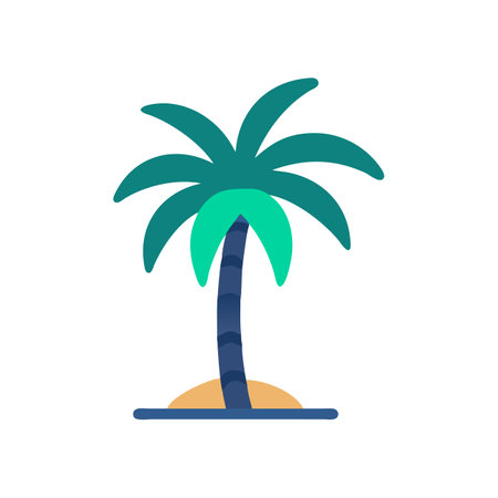 Isolated Teal Palm Tree Illustration On Black Backgroundのイラスト素材