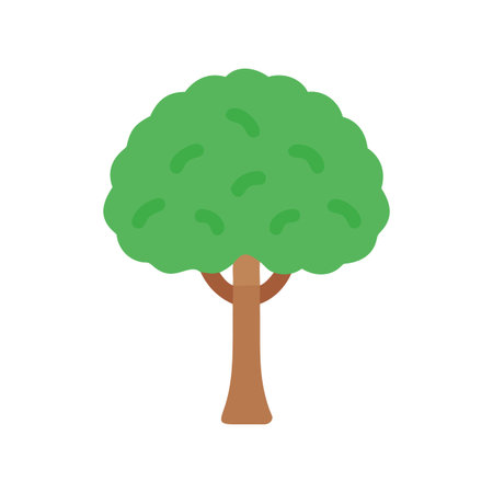 Stylized single tree with rounded green canopyのイラスト素材