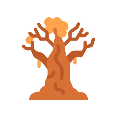 Stylized barren tree illustration against black backgroundのイラスト素材