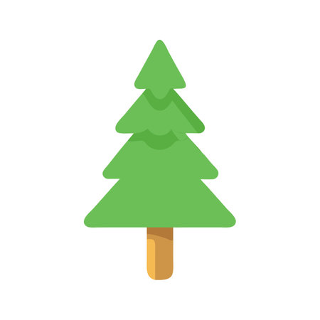 Simple flat design of a green Christmas treeのイラスト素材