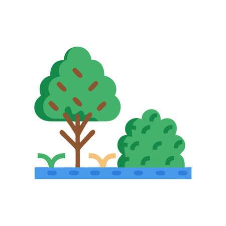 Illustration of a tree and bush on platformのイラスト素材