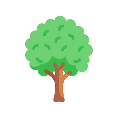 Flat design tree illustration with a black backgroundのイラスト素材
