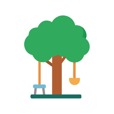 Flat vector tree icon with shovel and chairのイラスト素材