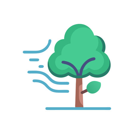 Windy tree icon flat vector illustration designのイラスト素材