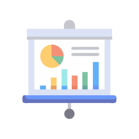 Flat illustration of business presentation with graph and chartのイラスト素材