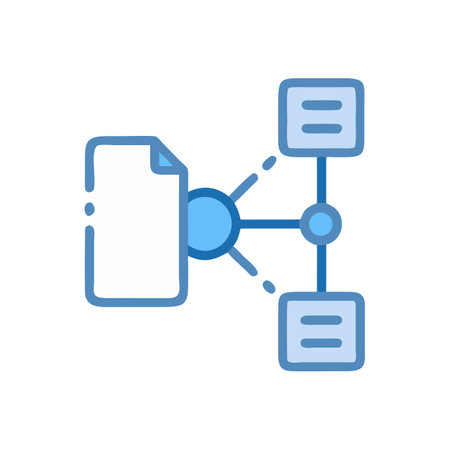 File sharing network illustration showing document and linked elementsのイラスト素材