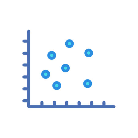 Scatter plot diagram with round data points on gridのイラスト素材