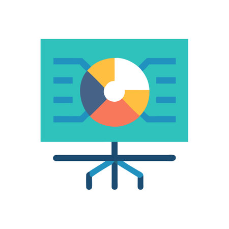 Presentation board displays pie chart for business data analysisのイラスト素材