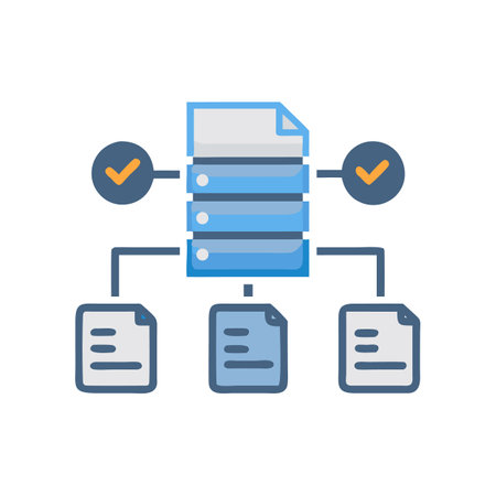 Data processing workflow illustration against black background showcasing document flowのイラスト素材