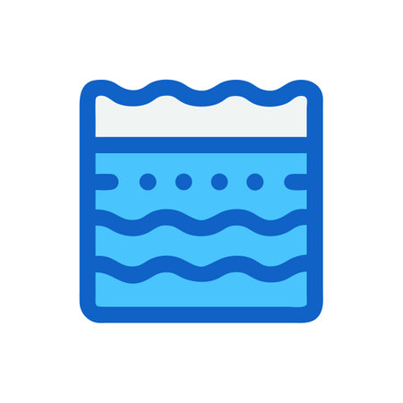 Stylized square image of water waves with blue bordersのイラスト素材