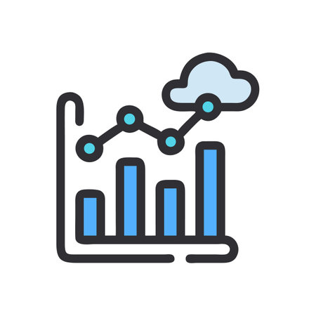 Minimalist vector graph icon representing data trends and analysisのイラスト素材