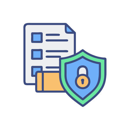 Protected document flat vector icon secure file informationのイラスト素材